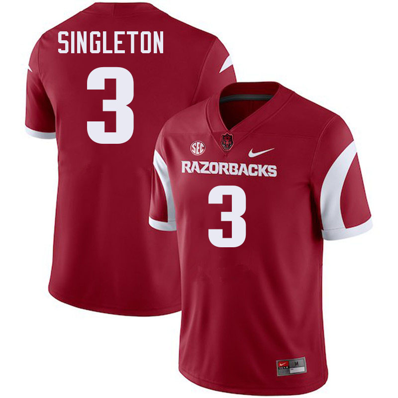 Malachi Singleton Arkansas Jersey,Arkansas Razorbacks #3 Malachi Singleton Jersey Youth-Cardinal